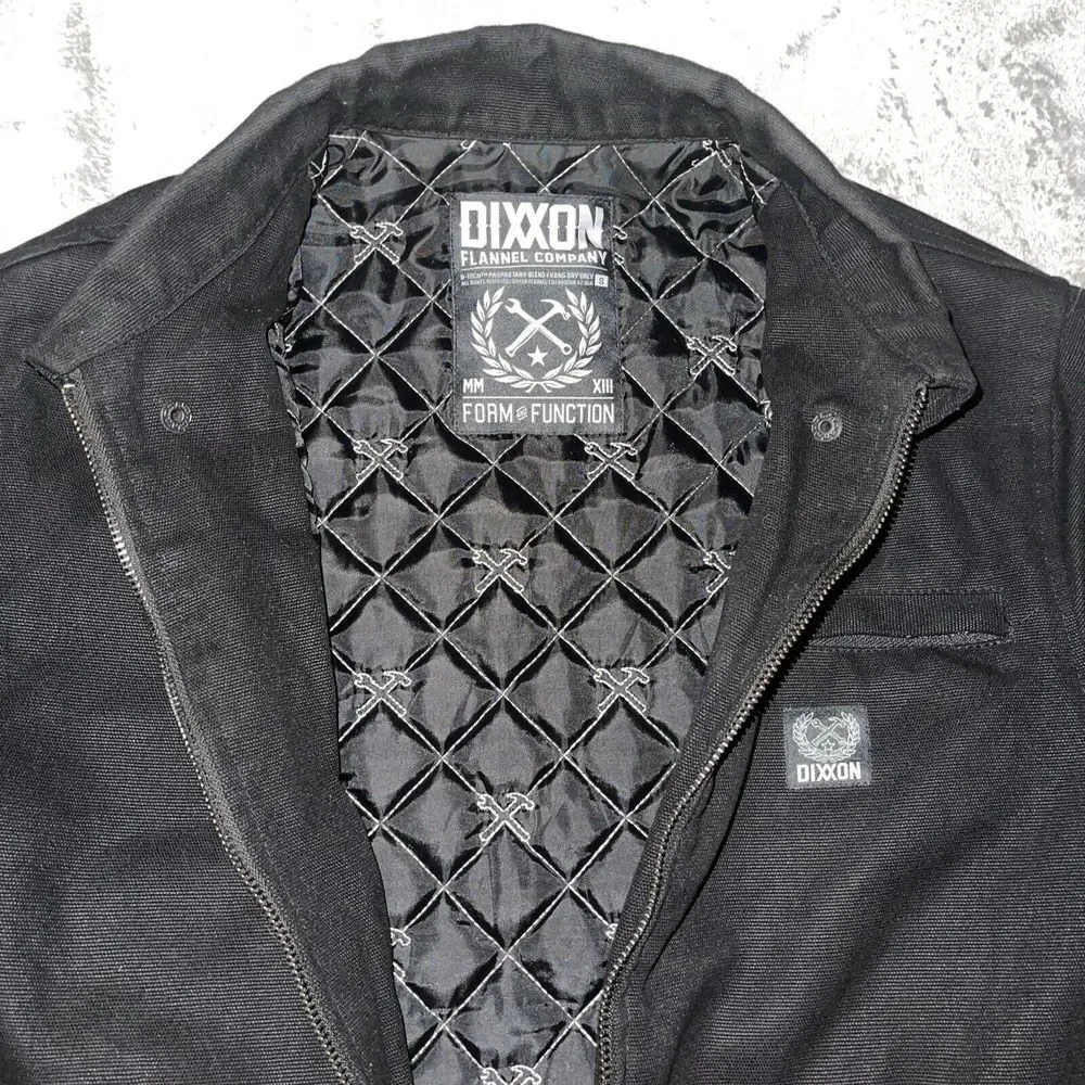 Dixxon Flannel Jacket Men's Size Small Full Zip Quilted‎ Lined Solid Black EUC